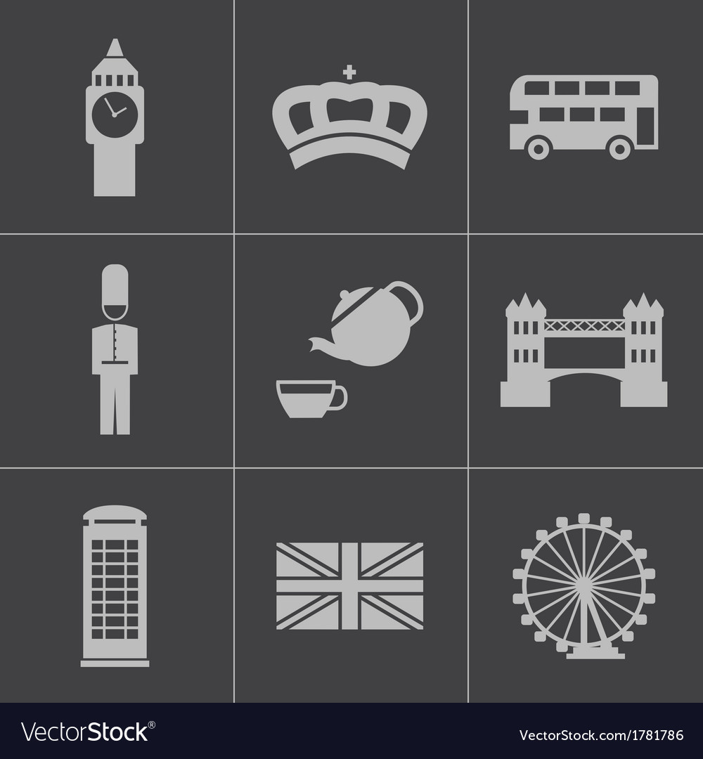 Black london icons set Royalty Free Vector Image