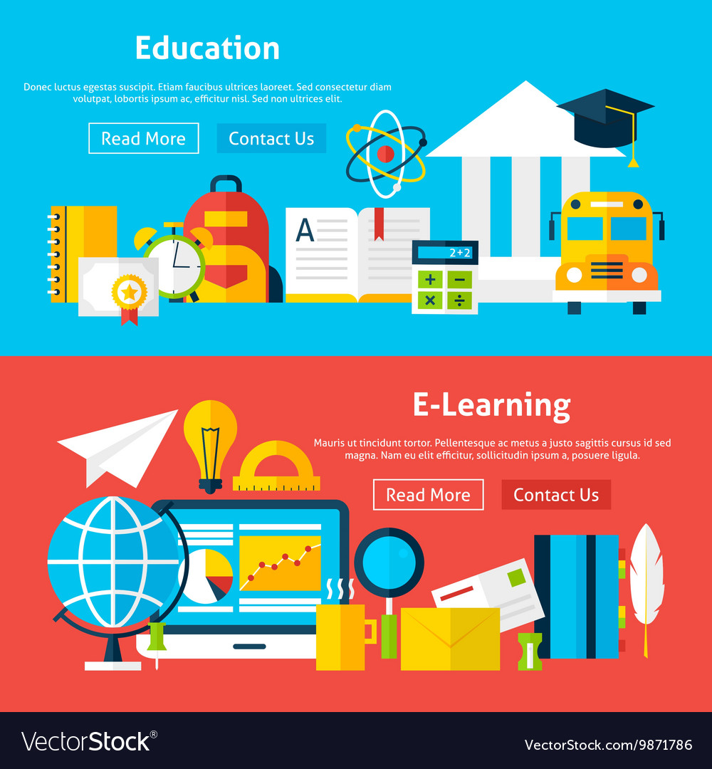 Education and e learning flat website banners