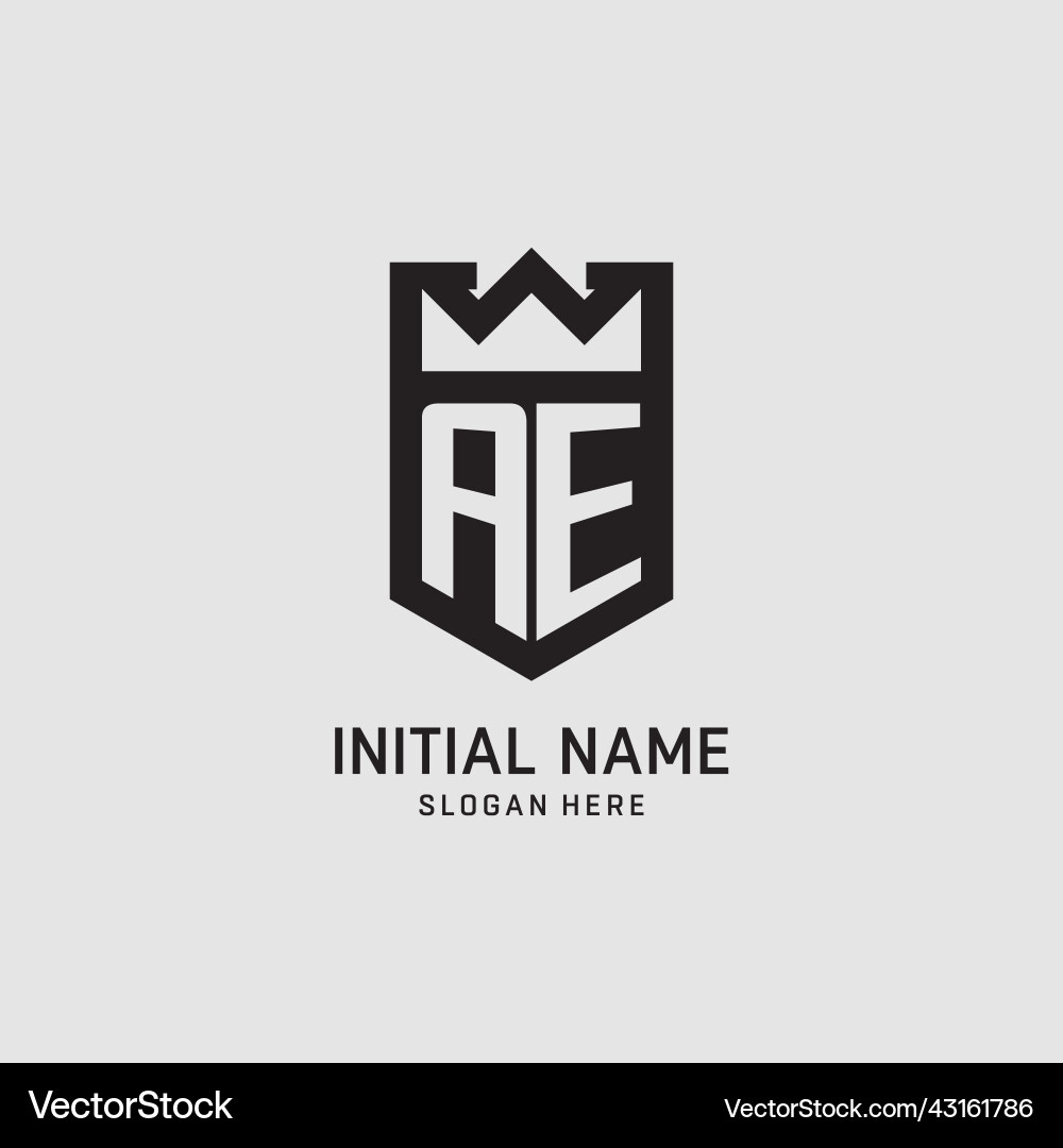Initial ae logo shield shape creative esport Vector Image