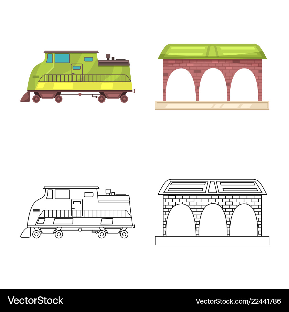 Isolated object of train and station sign Vector Image