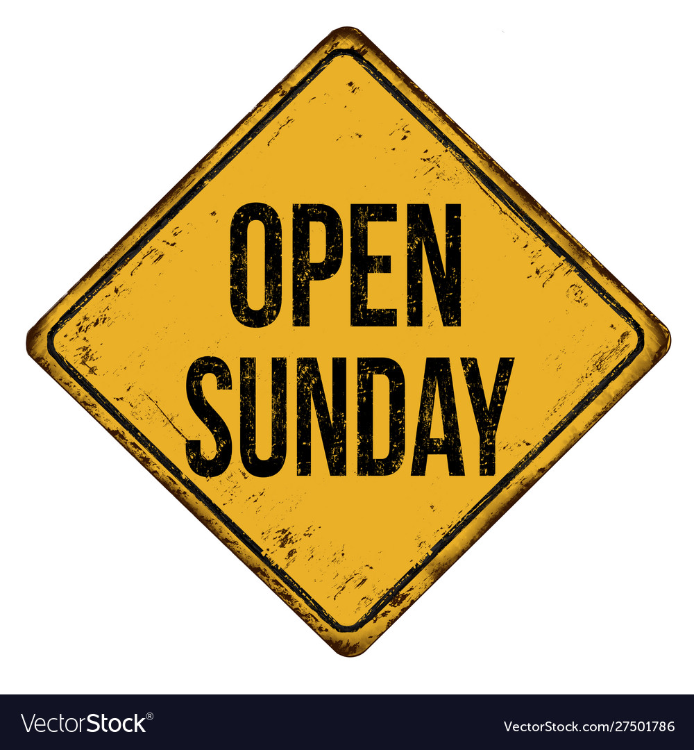 open-sunday-vintage-rusty-metal-sign-royalty-free-vector