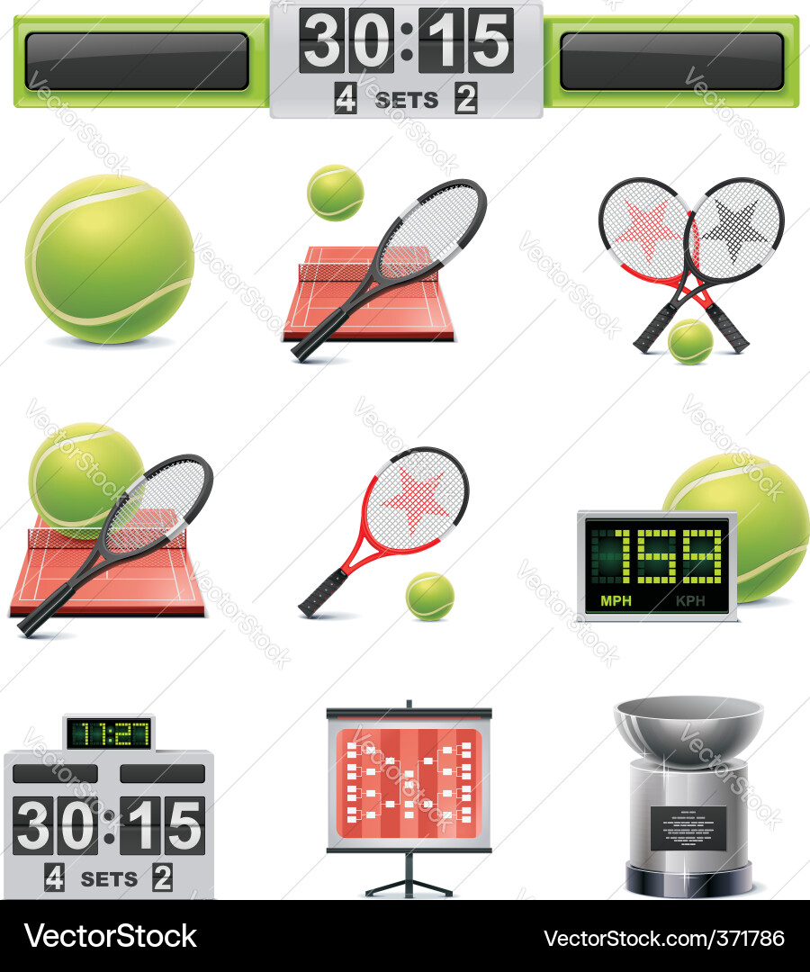 Vector tennis icon set Royalty Free Vector Image