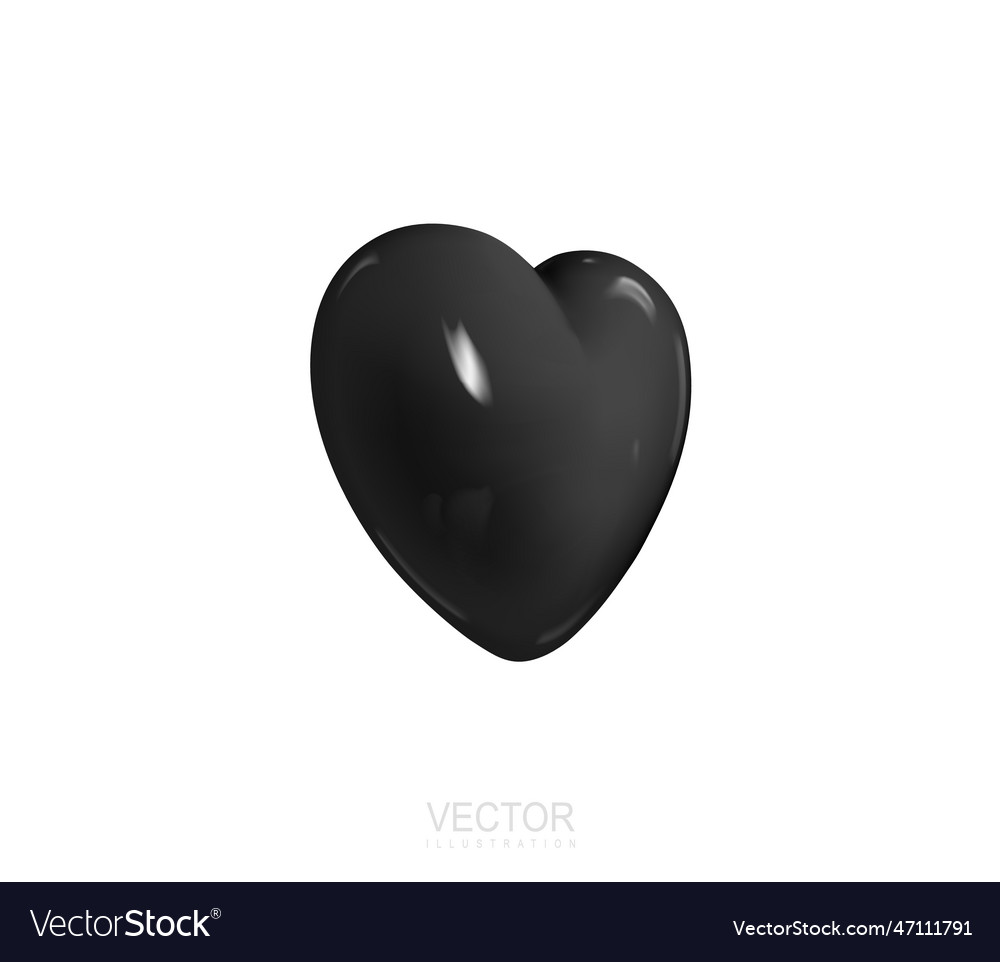 3d black heart realistic render of a black heart Vector Image