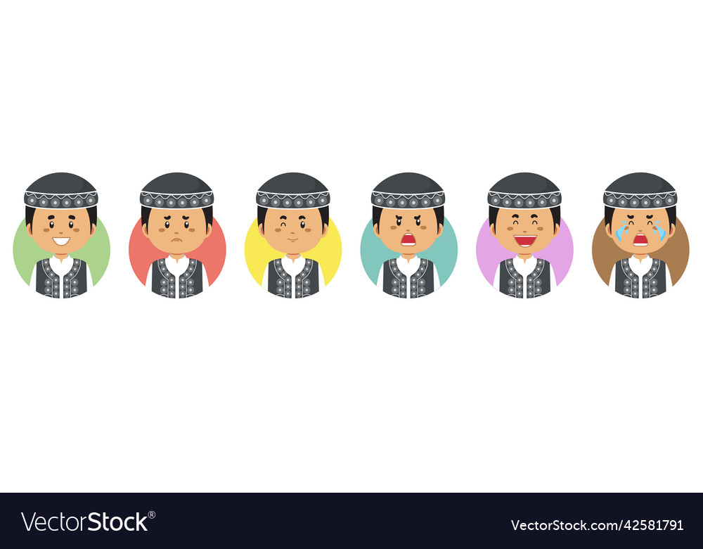 Afghanistan avatar with various expression Vector Image