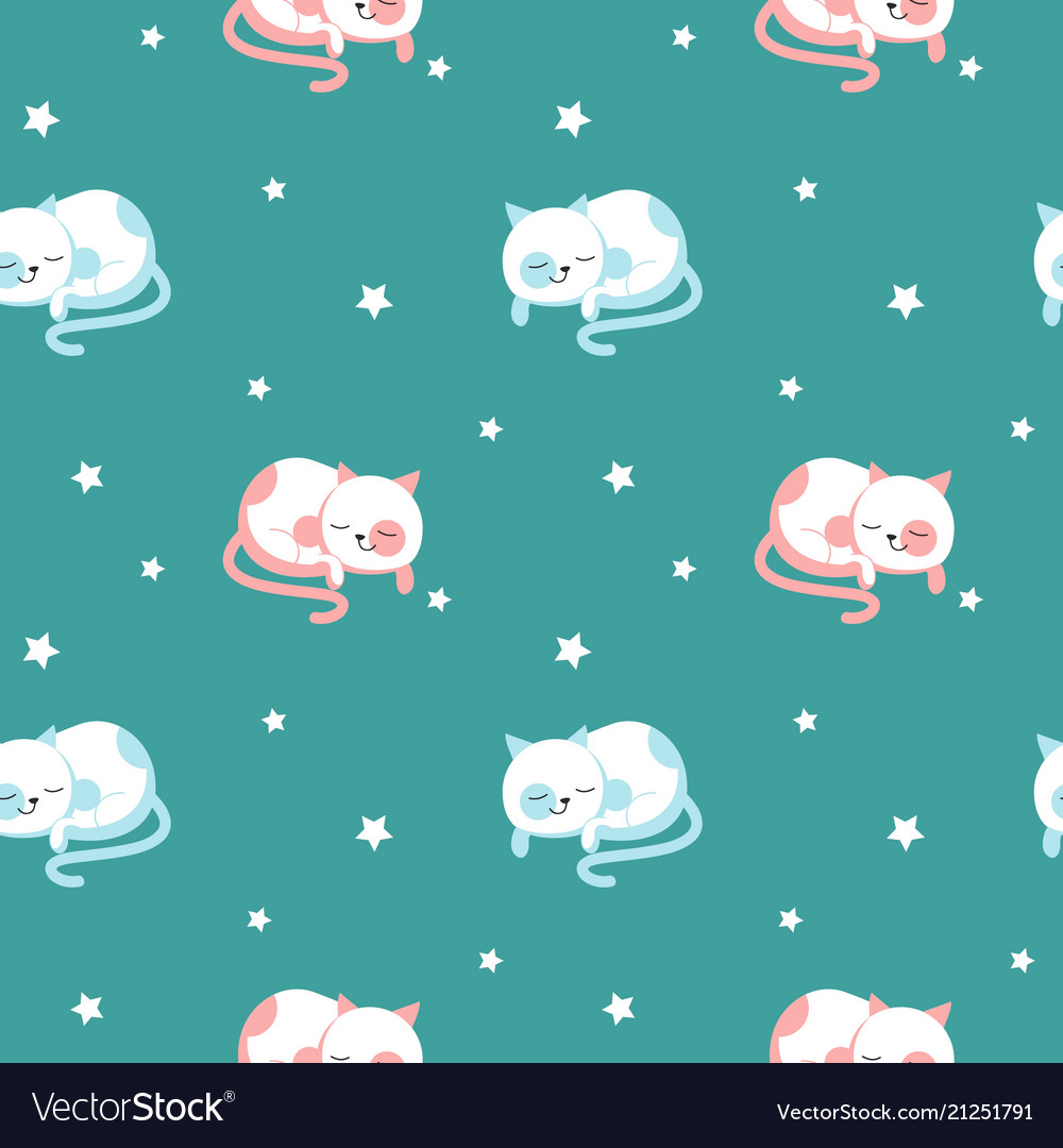 Funny sleeping cats seamless pattern vector image Funny sleeping cats seamless pattern