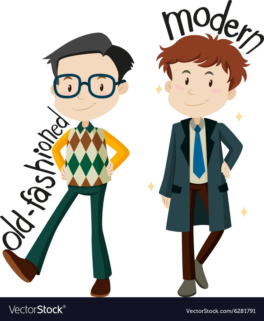 men-wearing-old-fashioned-and-modern-clothes-vector-image