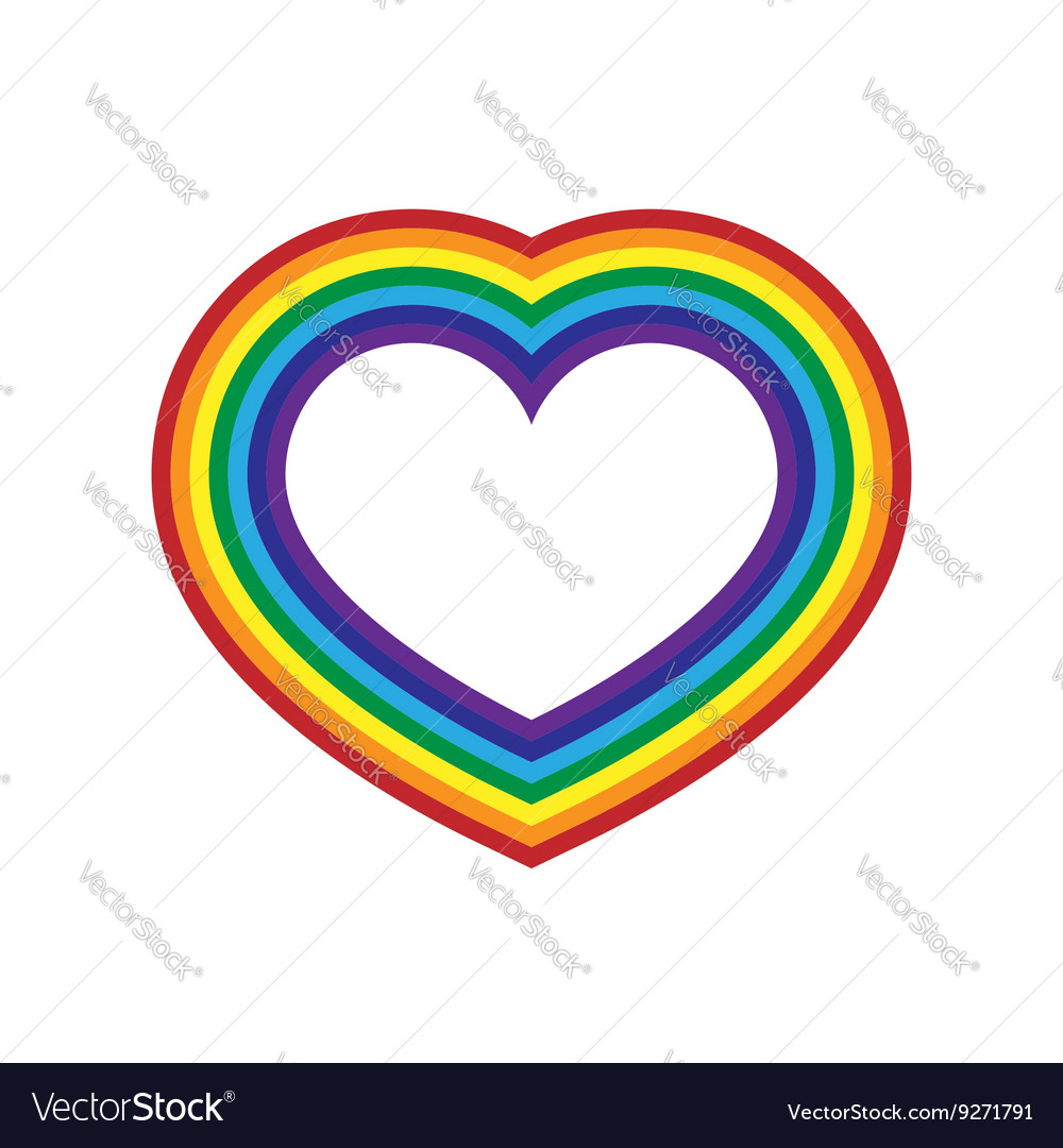 Rainbow icon heart flat design Royalty Free Vector Image