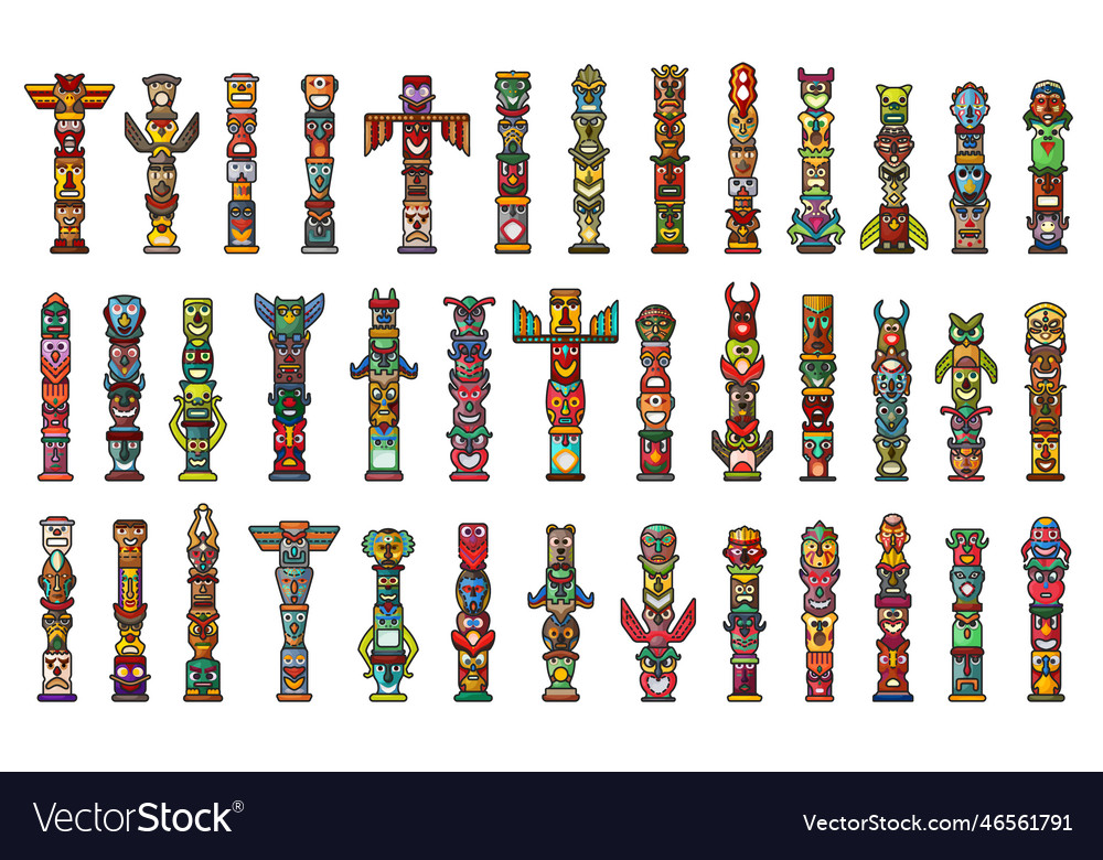 Totem color set icon set Royalty Free Vector Image