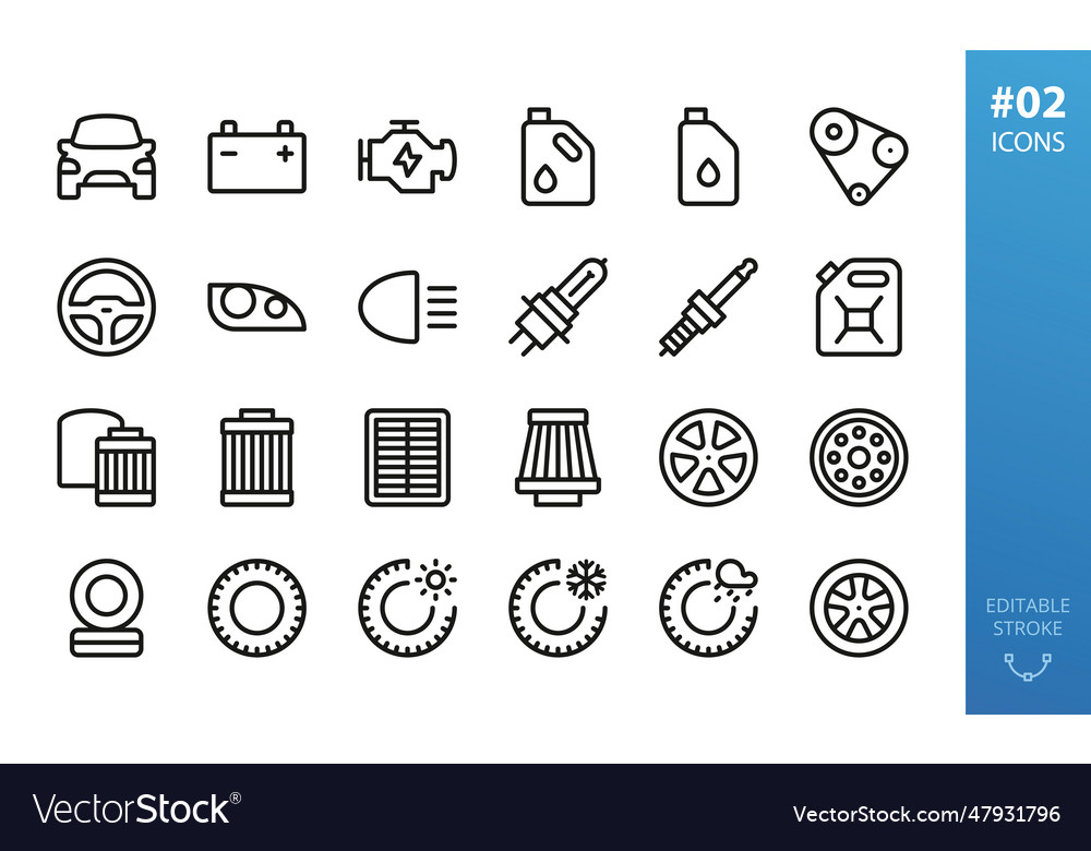 Car parts icons set Royalty Free Vector Image - VectorStock