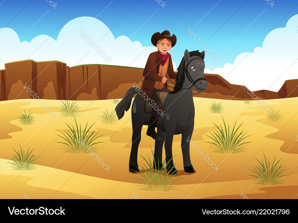 Cowboy riding a horse Royalty Free Vector Image