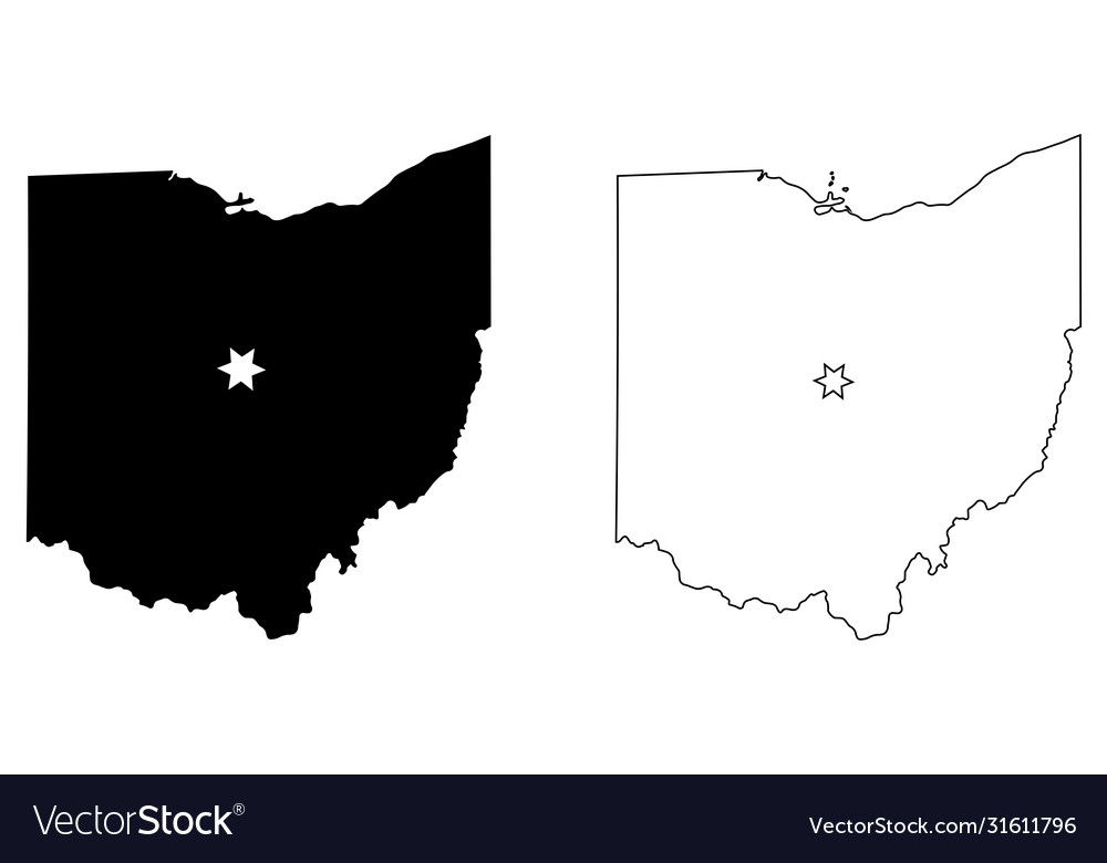 Ohio oh state map usa with capital city star at Vector Image