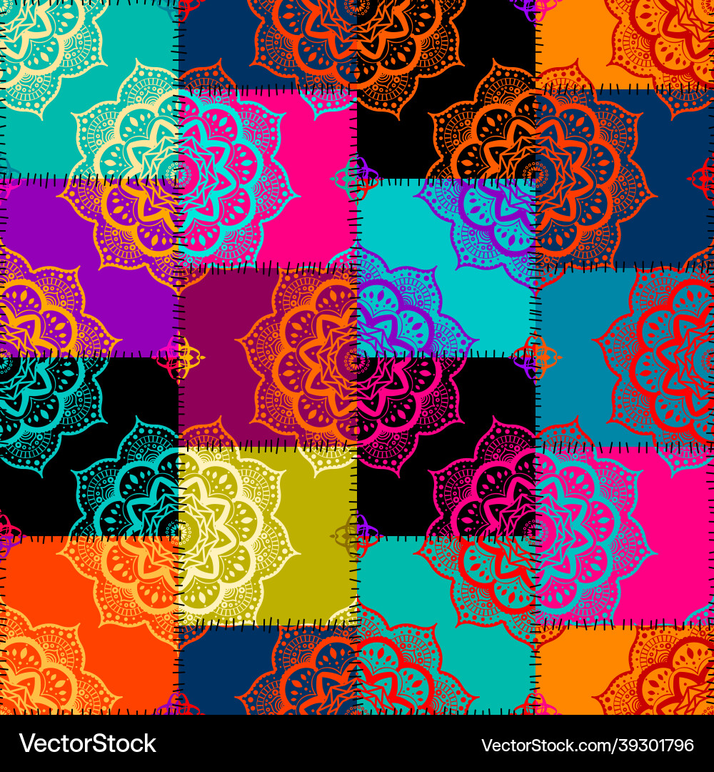 Patchwork textile pattern seamless quilting Vector Image