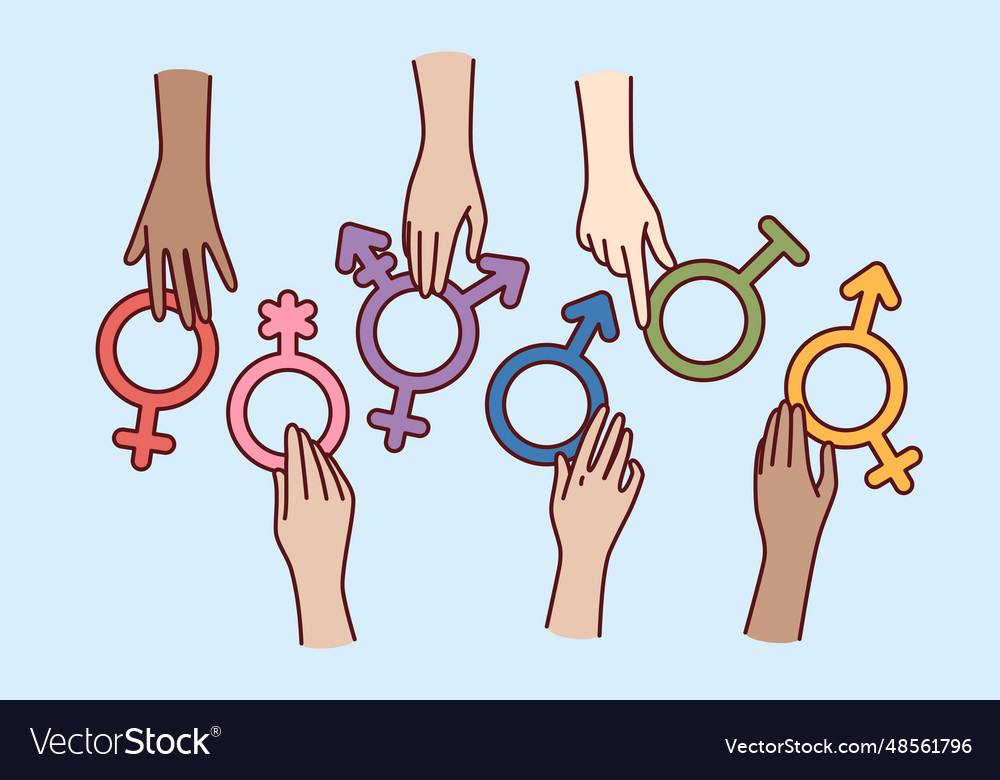 Symbols different genders in hands for concept Vector Image