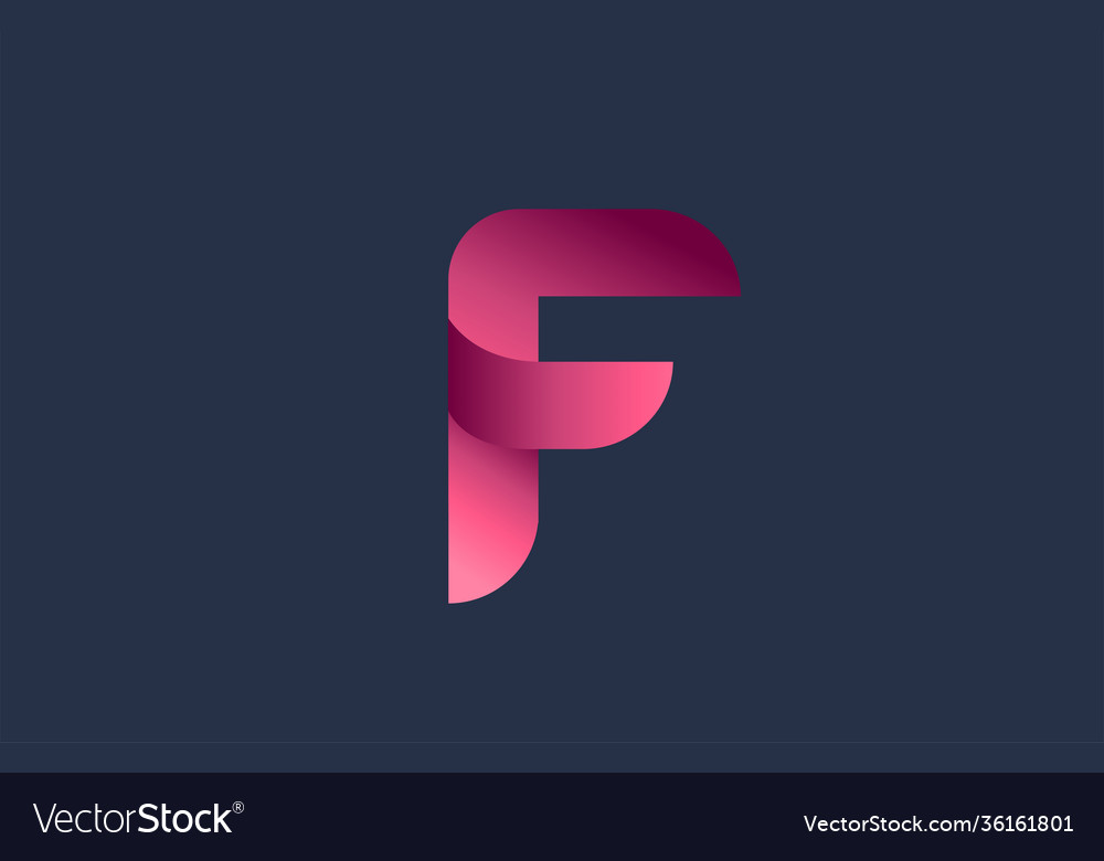 F blue pink alphabet letter logo for branding Vector Image