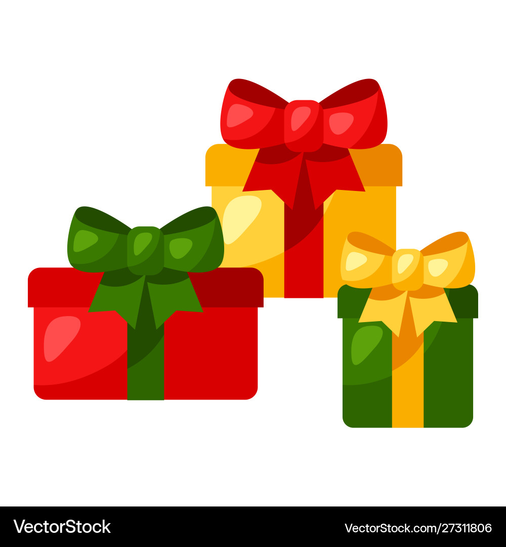 Gift boxes with bow Royalty Free Vector Image - VectorStock