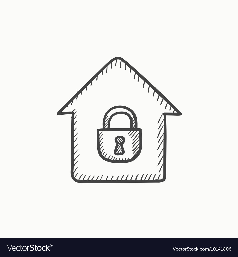 House With Closed Lock Sketch Icon Royalty Free Vector Image