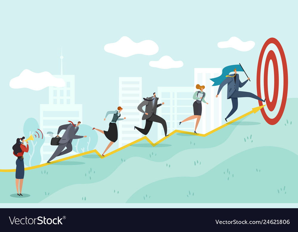 Running to target business persons racing to Vector Image