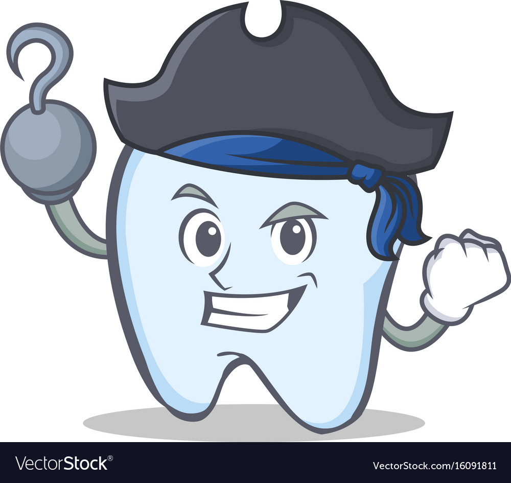 Pirate tooth character cartoon style Royalty Free Vector
