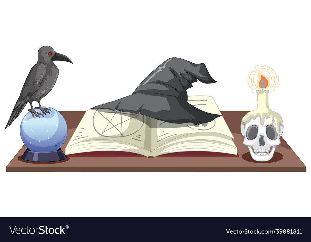Witch objects on the table vector image Witch objects on the table