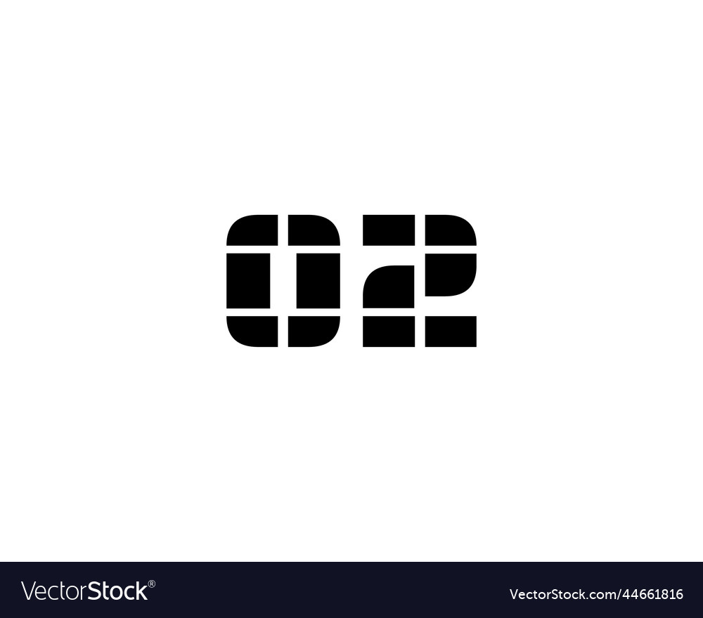 Abstract number 02 initial letter logo Royalty Free Vector