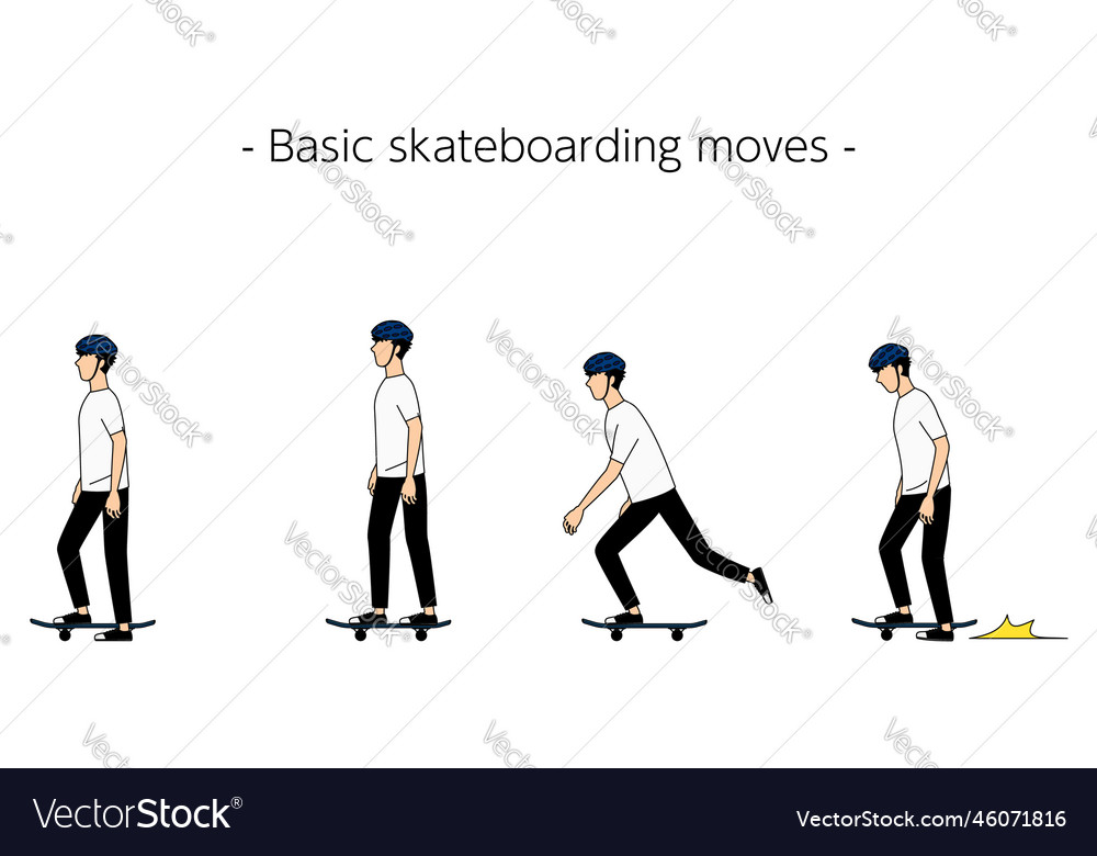 Basic skateboarding movements riding standing Vector Image Basic skateboarding movements riding standing Vector Image