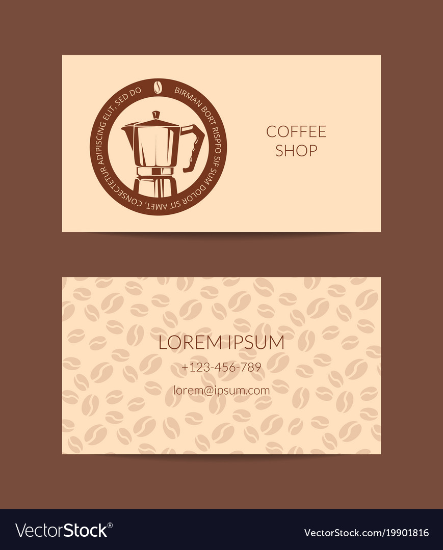 Coffee shop or company business card Royalty Free Vector Throughout Coffee Business Card Template Free