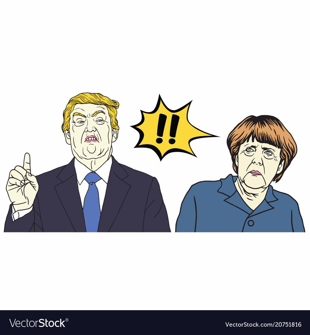 Donald trump and angela merkel cartoon Royalty Free Vector