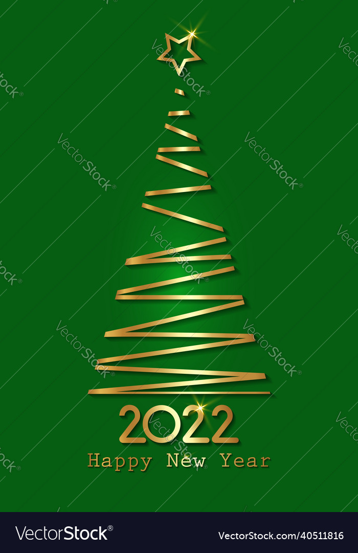 Christmas 2022 Triangle Events Gold Stylized Christmas Tree 2022 New Year Logo Vector Image