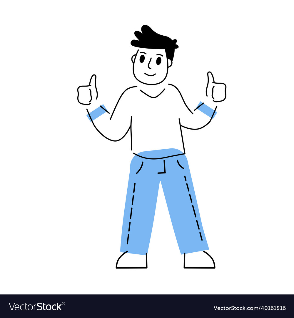 Man shows thumbs up Royalty Free Vector Image - VectorStock