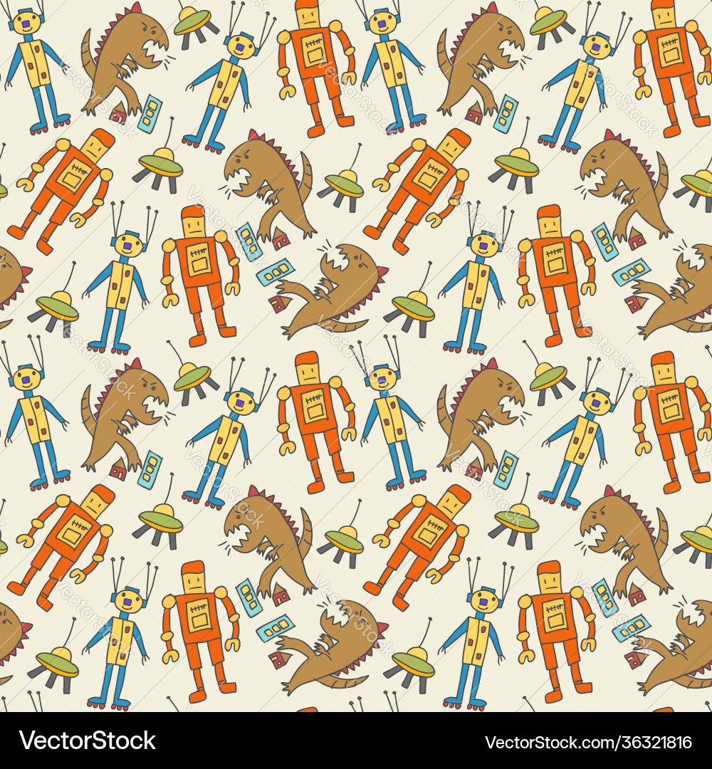 Pattern seamless kids with comic doodle element Vector Image
