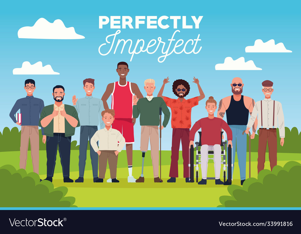 Perfectly imperfect people group characters Vector Image