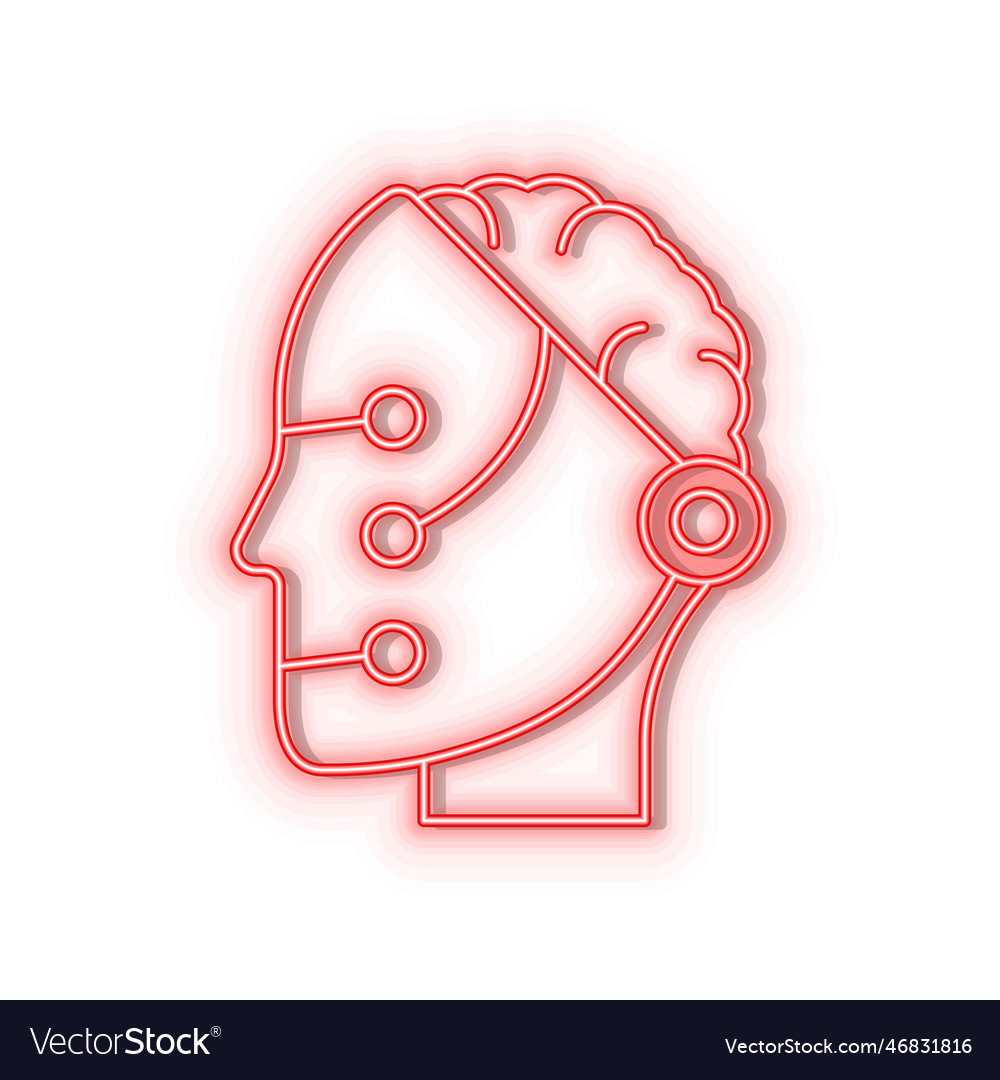 Retro style red neon icon memory robot Royalty Free Vector