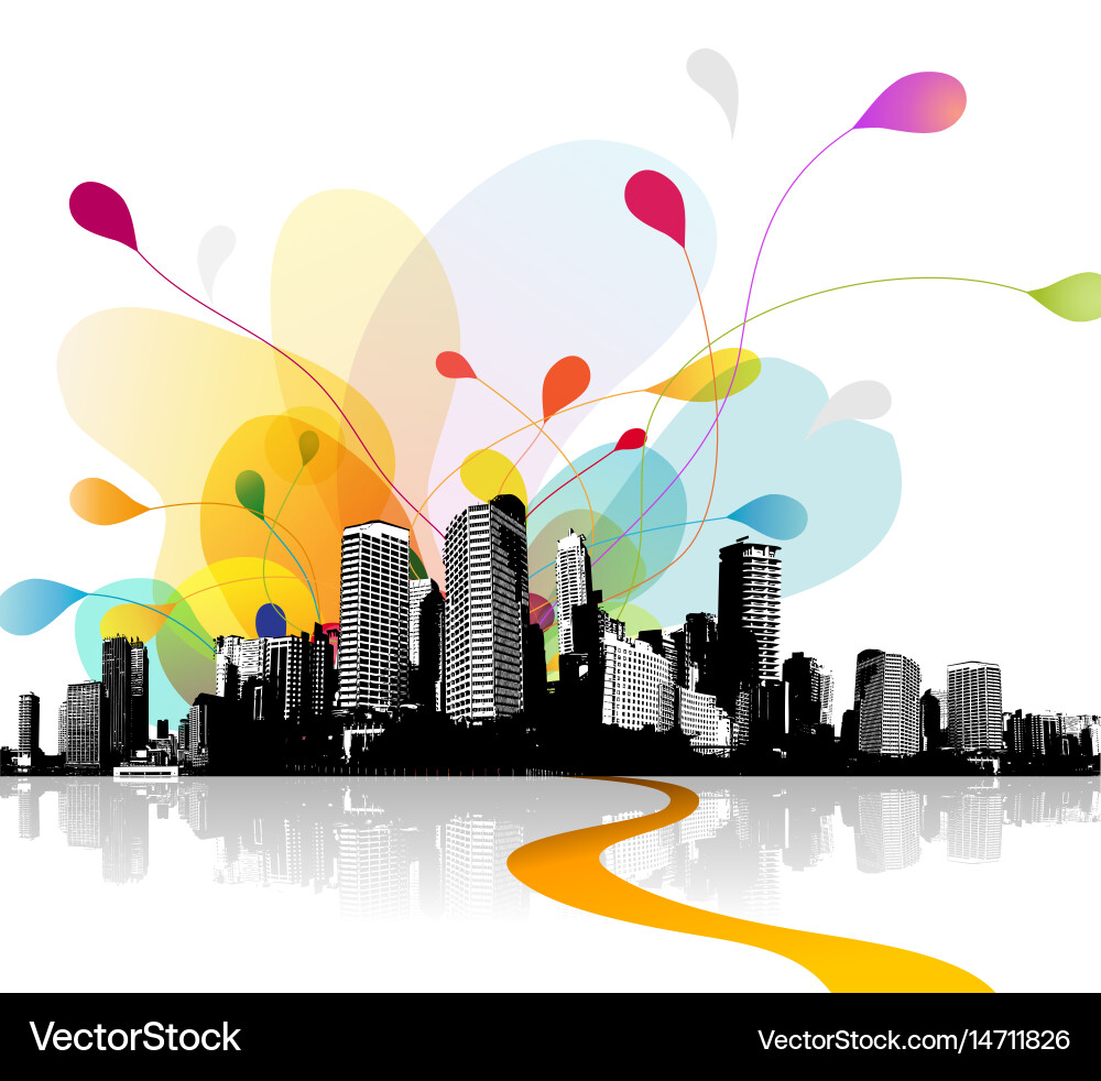 Abstract sky with cityscape Royalty Free Vector Image