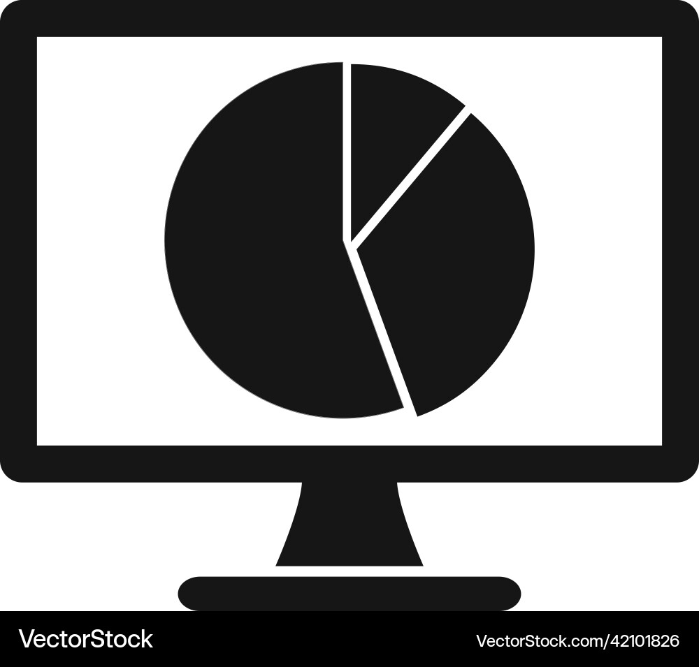 Computer graph icon with pie chart symbol flat Vector Image