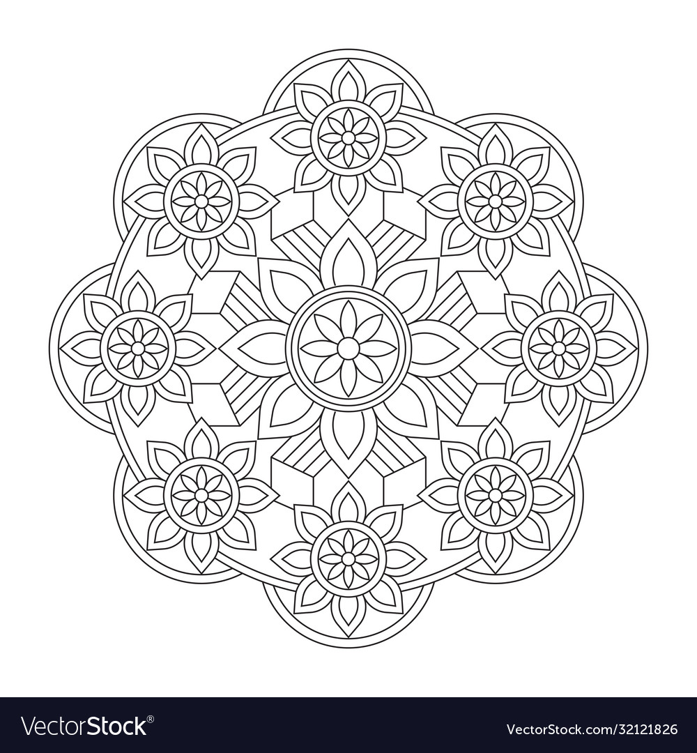 Drawing ornamental mandala coloring book page Vector Image