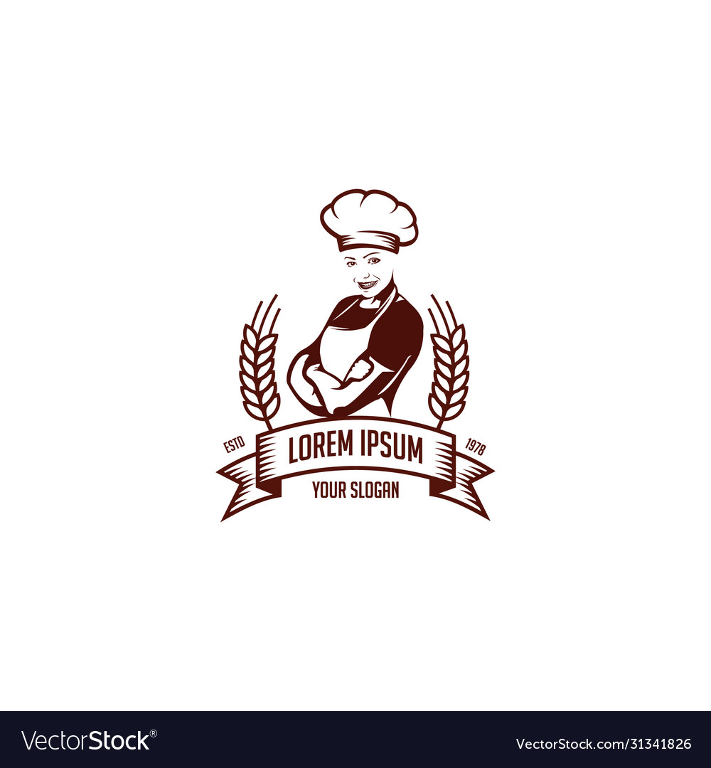 Girl chef emblem vector image Girl chef emblem