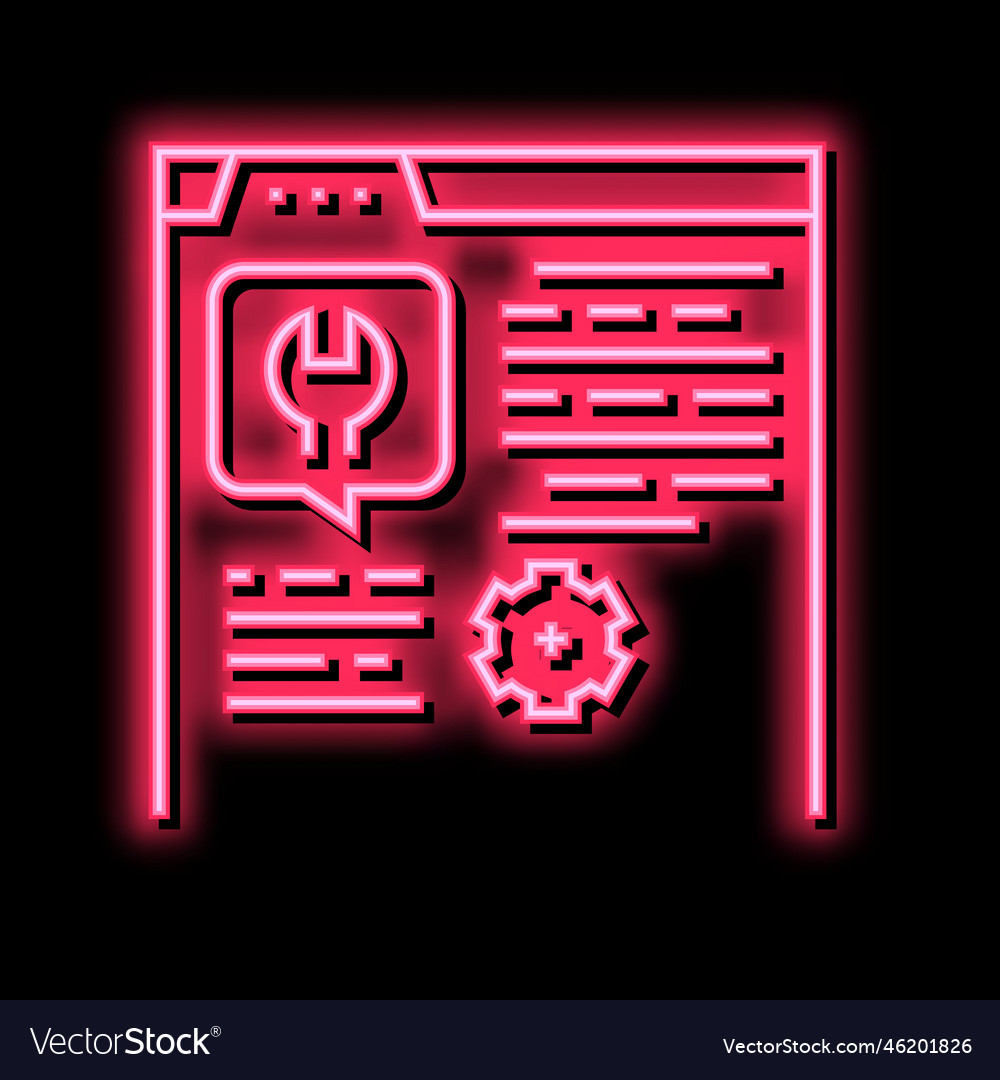 Settings instruction neon glow icon Royalty Free Vector
