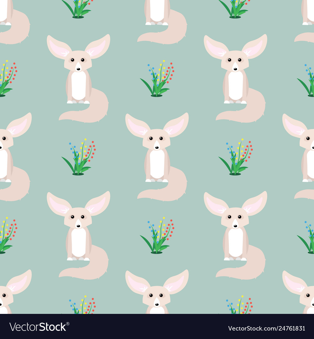 Animal seamless pattern small cute fennec Vector Image