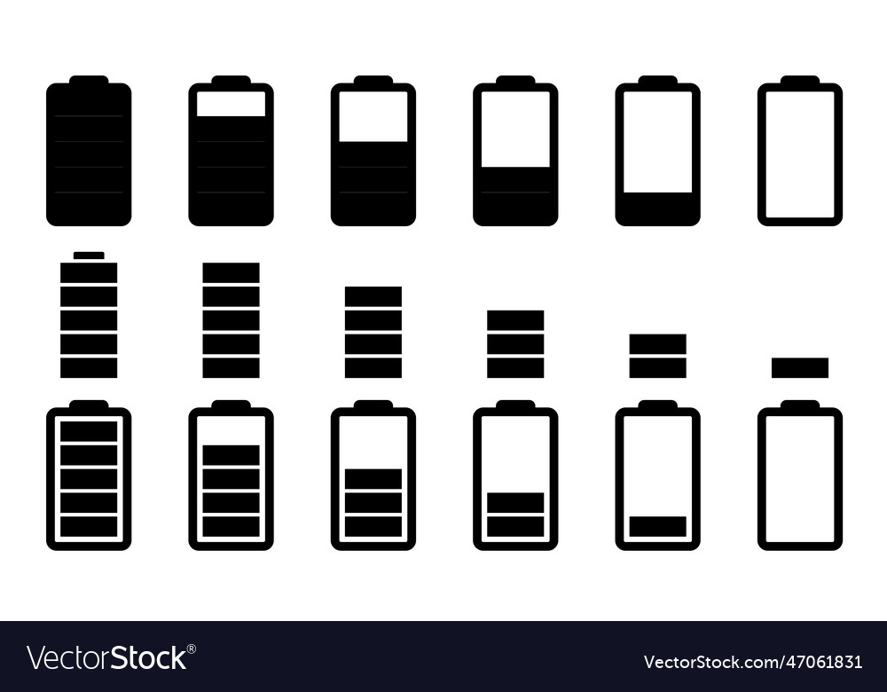 Device charging icons set small medium and large Vector Image