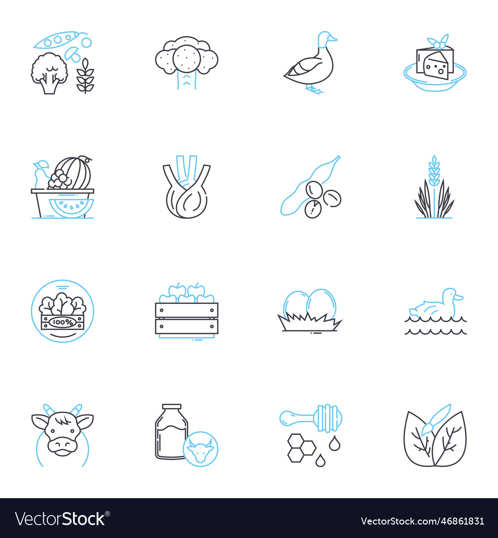 Eco-agriculture linear icons set sustainability Vector Image