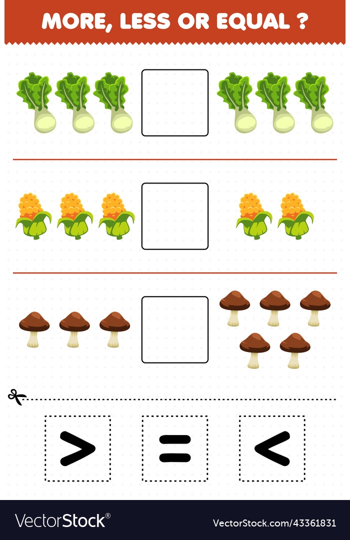 Education game for children more less or equal Vector Image