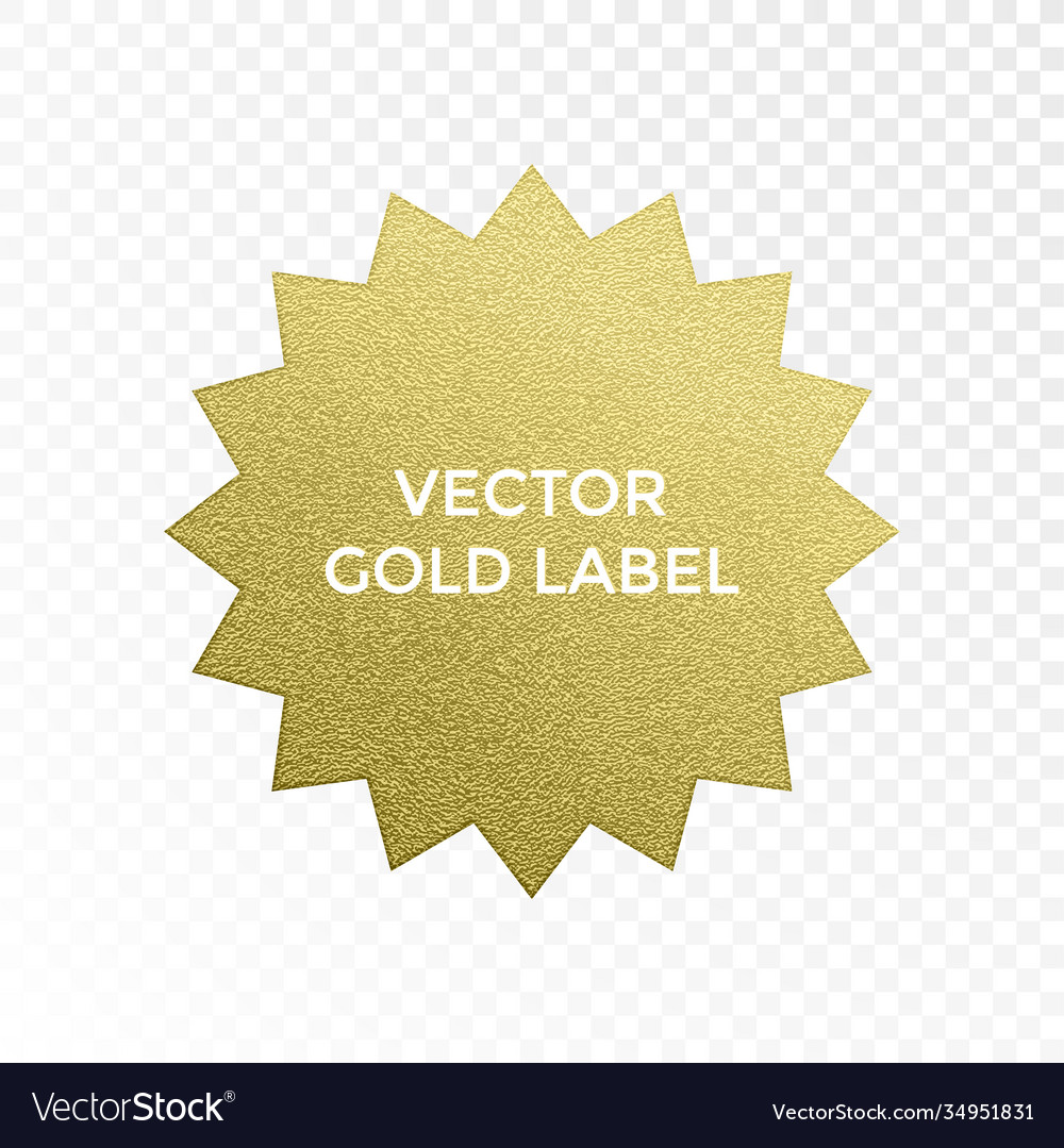 Gold label star multi point golden glitter Vector Image