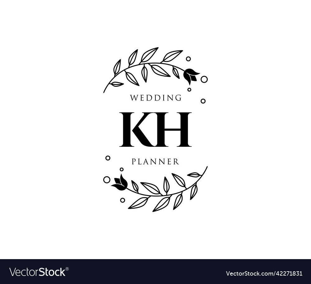 Kh initials letter wedding monogram logos Vector Image