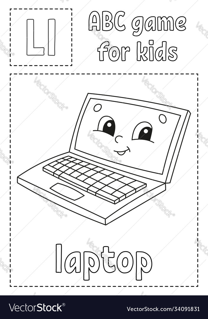 Letter l is for laptop abc game for kids alphabet Vector Image