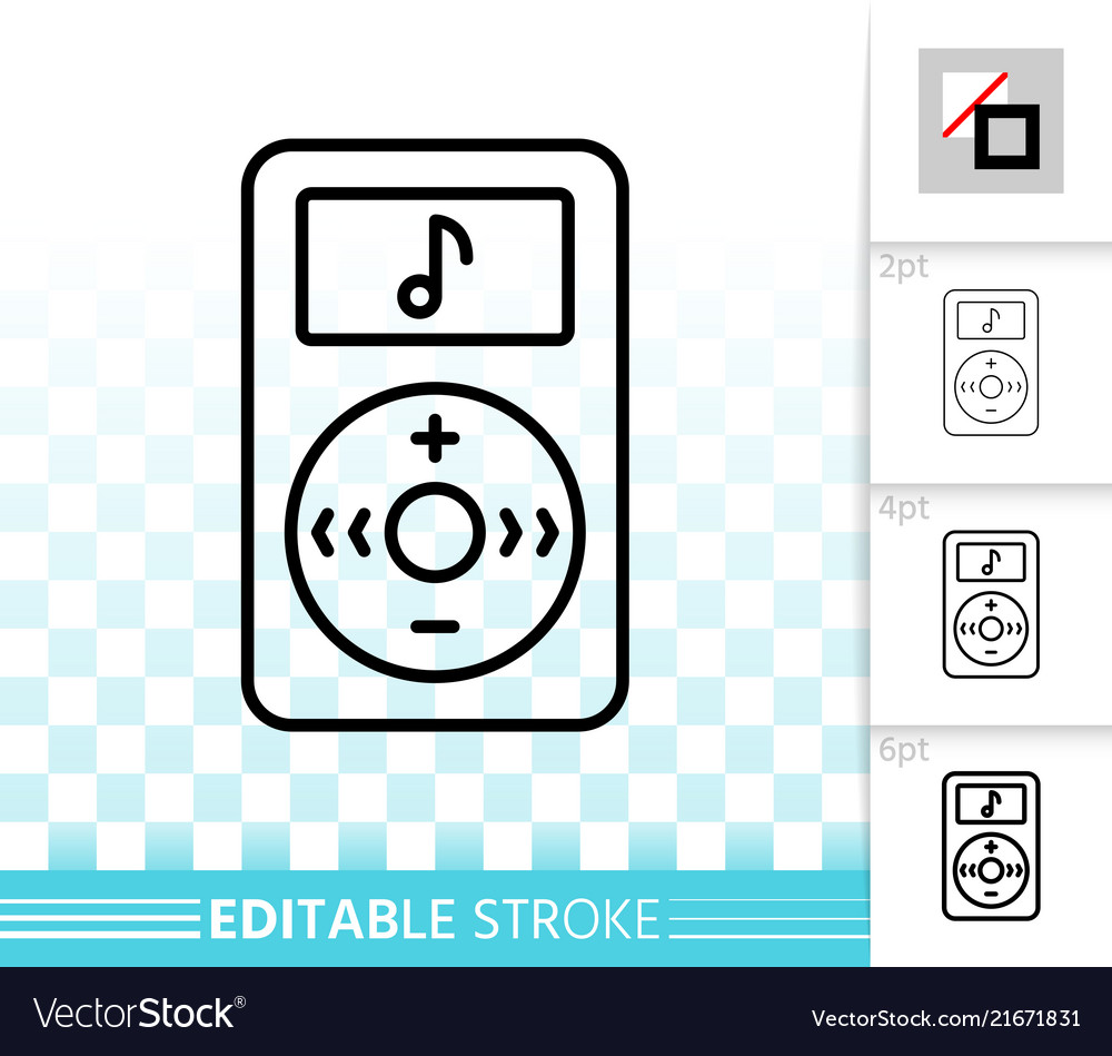 Mp3 player simple black line icon vector image Mp3 player simple black line icon
