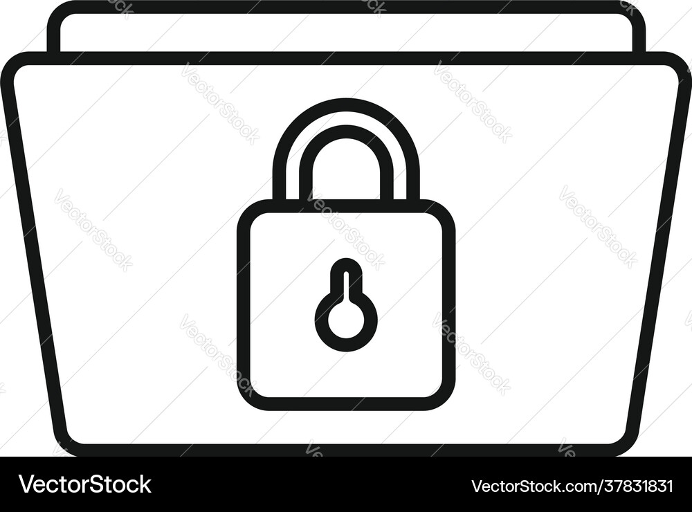 Security service folder icon outline style Vector Image