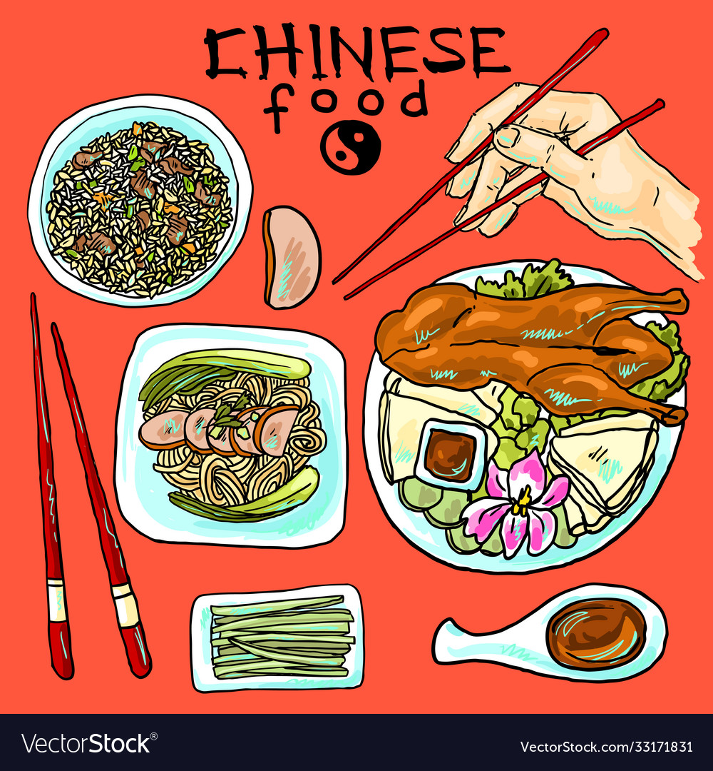 Set chinese food Royalty Free Vector Image - VectorStock