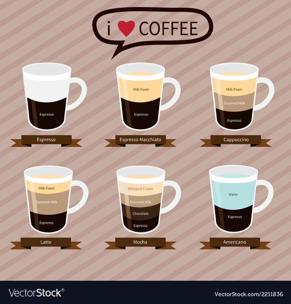 Download Coffee infographic elements types coffee drinks Vector Image