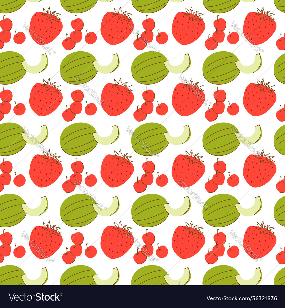 Fruit pattern with coloring melon strawberry