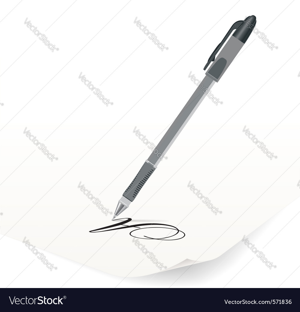 Image of black ballpoint pen writing on 